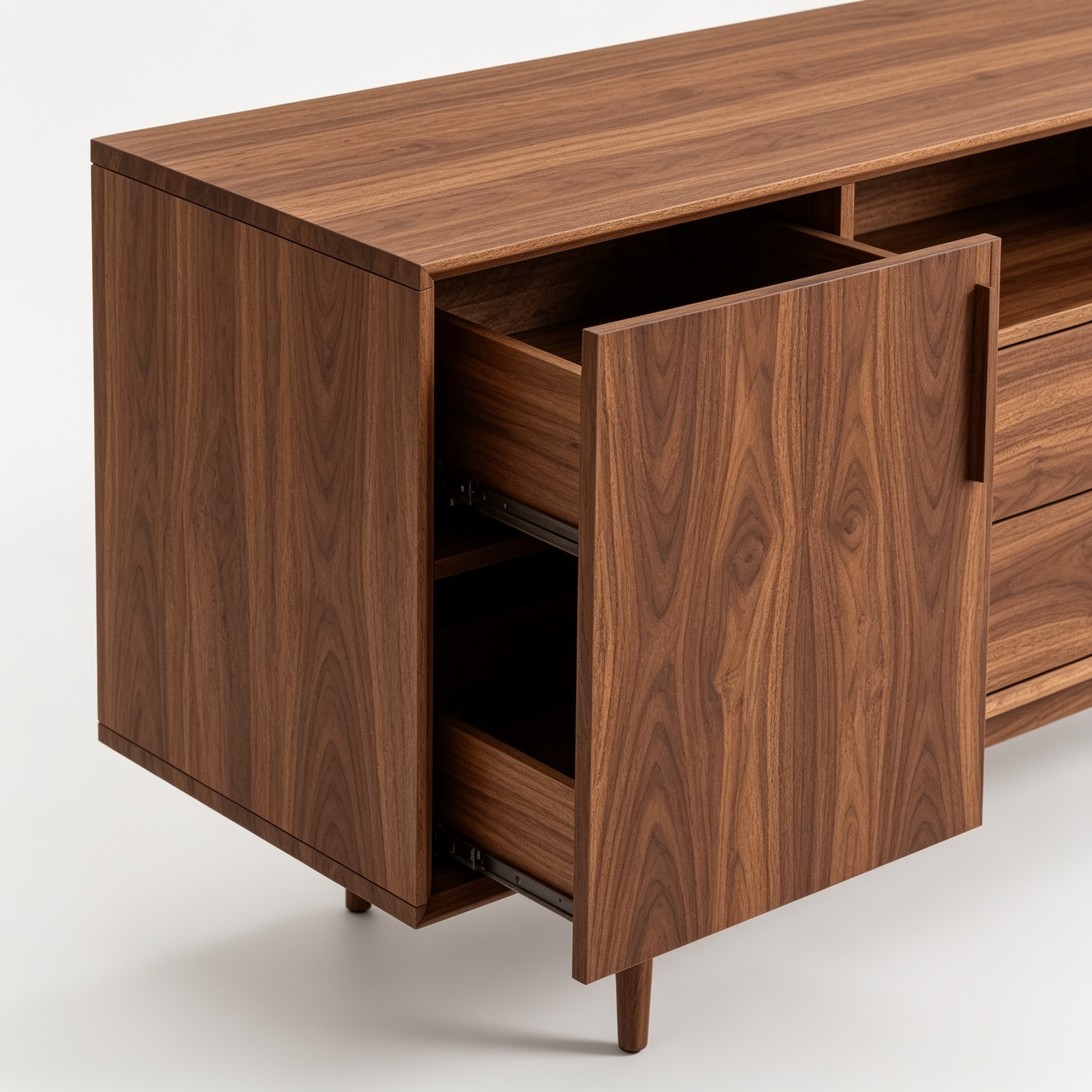 Modfurnspace Modern Fluted Buffet Cabinet with Storage, Sideboard Accent Credenza with Doors & Drawer, Wood Console Table Bar Counter, 31" Walnut